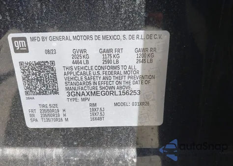 2024 Chevrolet Equinox Fwd Rs from USA, damaged, VIN 3GNAXMEG0RL156253